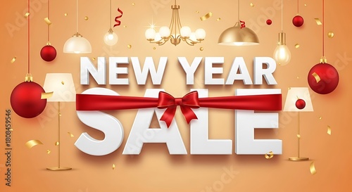 Grab Stunning New Year Sales Now With Elegant Decor, Perfect For Festive Marketing Campaigns And Holiday Promotions, Create Excitement With Eye-Catching Designs For Seasonal Offers