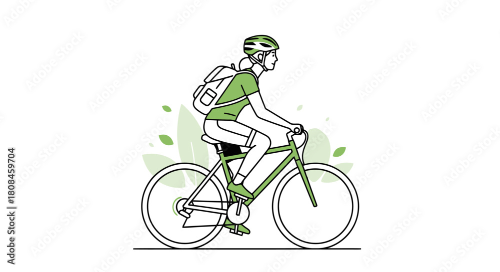 Obraz premium Person Cycling Outdoors with Backpack Healthy Lifestyle and Green Commute Concept