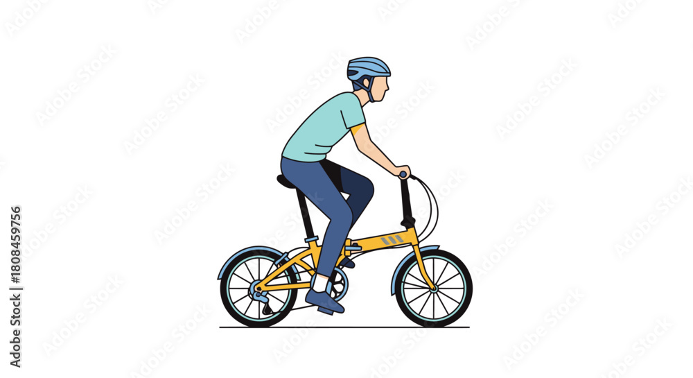 Fototapeta premium Active Person Riding a Foldable Bicycle for Urban Commute and Recreation