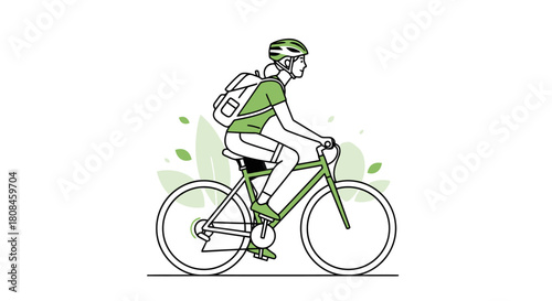 Person Cycling Outdoors with Backpack Healthy Lifestyle and Green Commute Concept