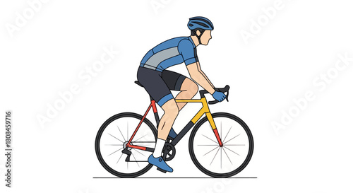 Fit Cyclist in Professional Gear Riding a Road Bike on a White Background
