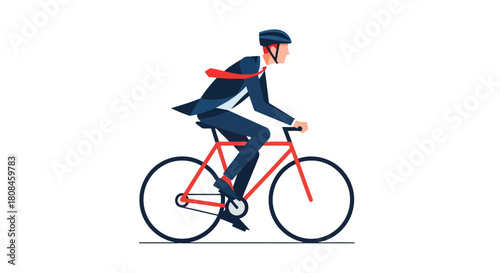 Businessman Cycling to Work Commuting by Bicycle for a Sustainable Lifestyle