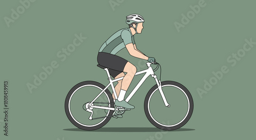 Active Man Riding Mountain Bike on a Trail Healthy Lifestyle and Outdoor Recreation Concept