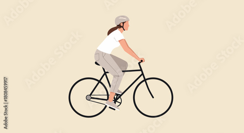 Woman Riding Bicycle Outdoors on a Sunny Day Healthy Lifestyle and Transportation