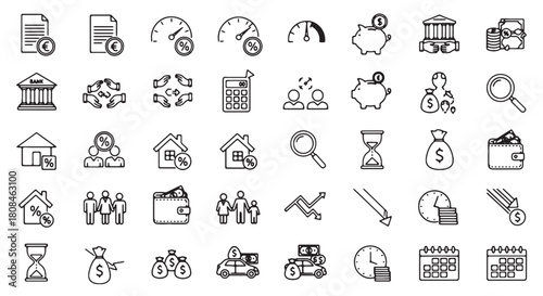 Set of financial icons simple line vector design for business and web applications