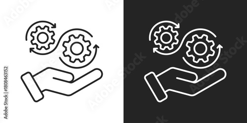 Change Management Icon In Black And White Line Style