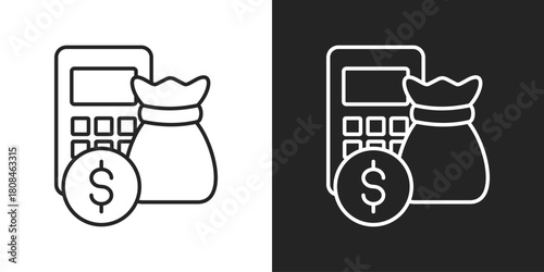 Budget Icon In Black And White Line Style