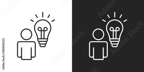 Idea Icon In Black And White Line Style
