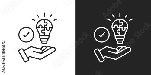Solution Icon In Black And White Line Style