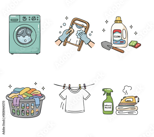 laundry icon illustration set