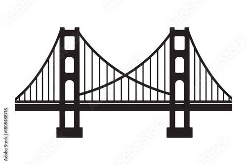 Golden Gate Bridge Silhouette Vector, Golden Gate Bridge, San Francisco, USA