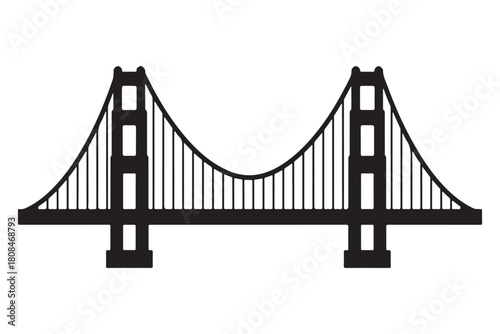 Golden Gate Bridge Silhouette Vector, Golden Gate Bridge, San Francisco, USA
