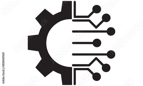 Technology Gear Circuit Icon Vector – Tech Innovation, Engineering, and Automation Symbol Design