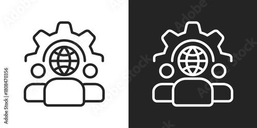business leader Icon In Black And White Line Style