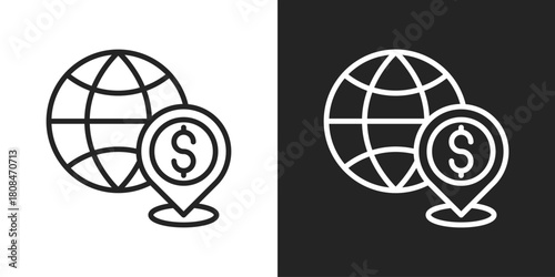 global finance Icon In Black And White Line Style