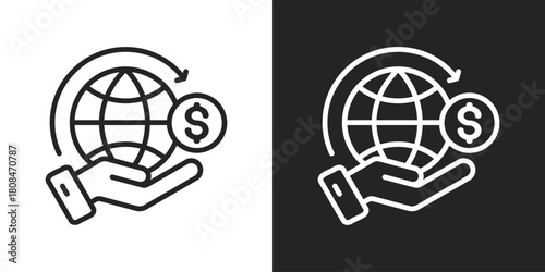 return on investment Icon In Black And White Line Style