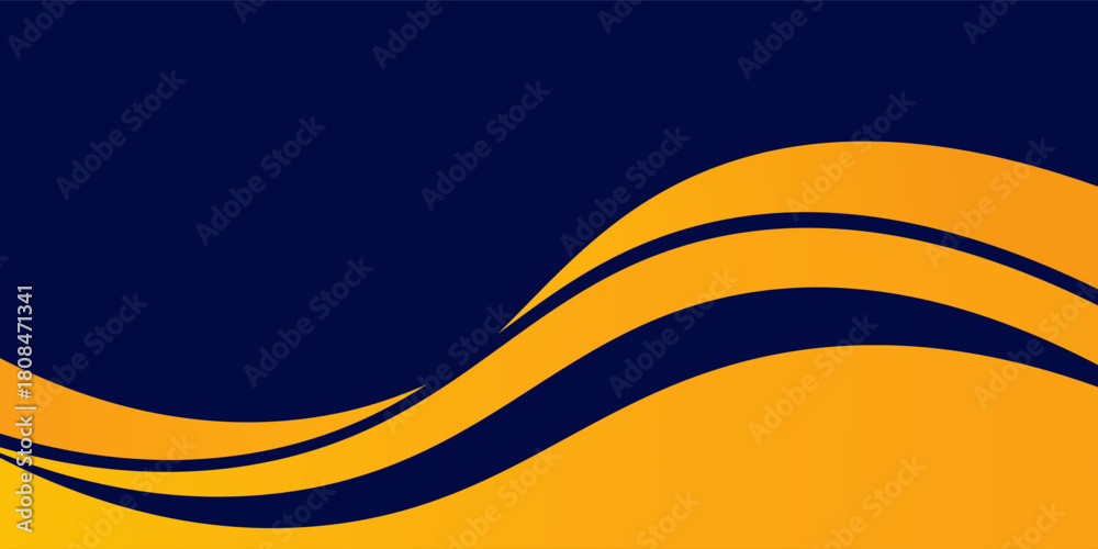 Obraz premium Abstract blue and yellow wave wide background banner curve element with line blue pettern space for text and message design modern arts