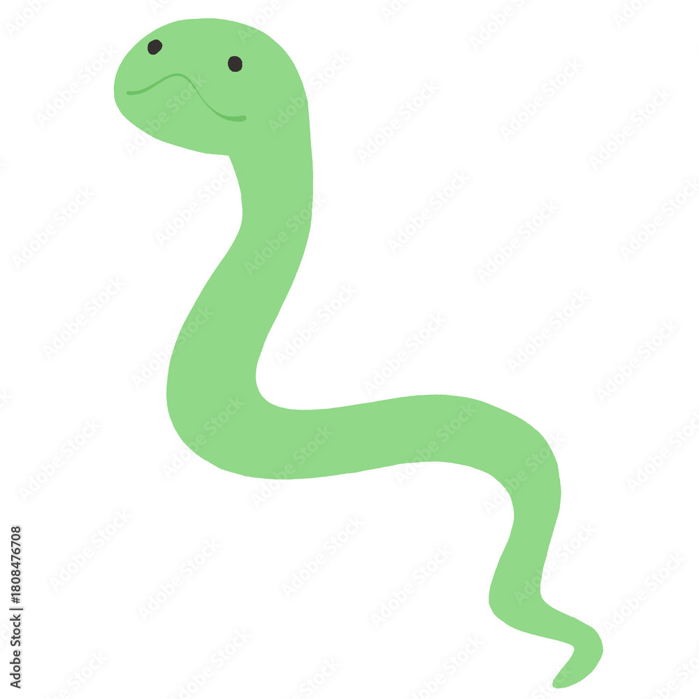 Fototapeta premium 緑色の蛇のイラスト