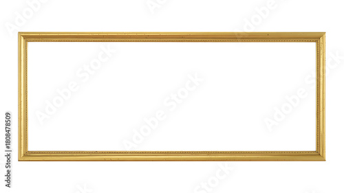 Simple gold picture frame mockup isolated on transparent background