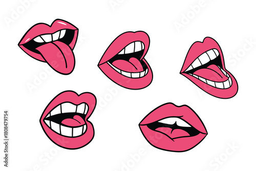 female lips, lips collection, Vector, illustration 