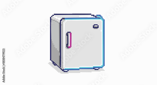 Isometric Pixel Art Mini Fridge Icon for Gaming or Dorm Room Storage