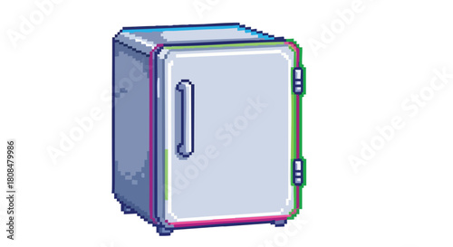 Isometric Pixel Art Mini Fridge Icon for Gaming Dorm or Office Refreshment