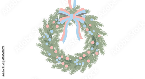 Pastel Gender Reveal or Baby Shower Decoration Wreath with Pink and Blue Accents