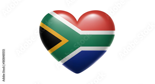 South African Flag Heart Shape Symbolizing Patriotism and Love for Country.