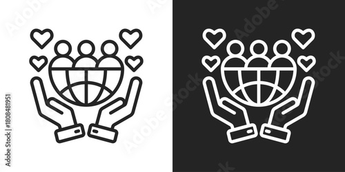 Social Responsibility Icon In Black And White Line Style