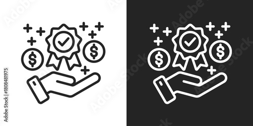 benefit Icon In Black And White Line Style