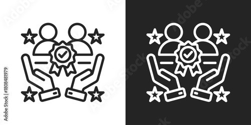 Trustworthiness Icon In Black And White Line Style