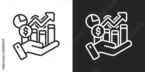 Profitability Icon In Black And White Line Style