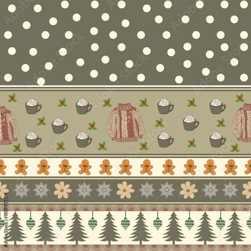 Rustic Holiday Sweater Gingerbread Polka Dot Pattern