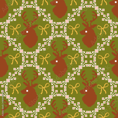 Nordic Ugly Sweater Reindeer Seamless Pattern