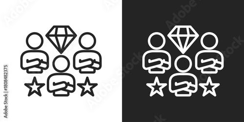 Vip Icon In Black And White Line Style