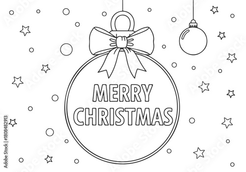 Merry Christmas Bauble Coloring Book Page for Kids A Festive and Fun Holiday Activity