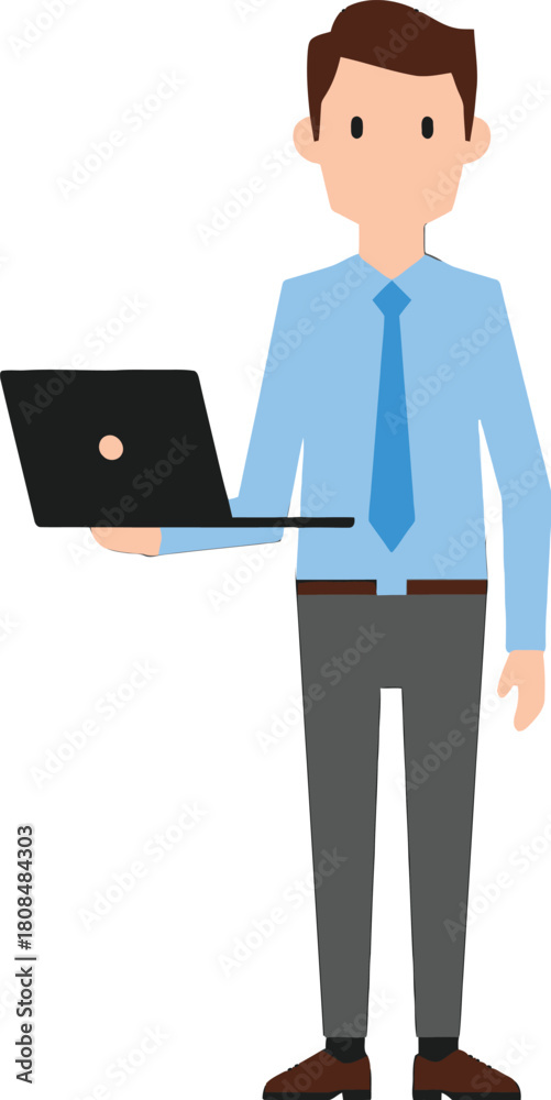 Obraz premium Young professional using laptop for business management and productivity