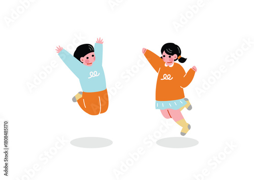 ジャンプする子供達