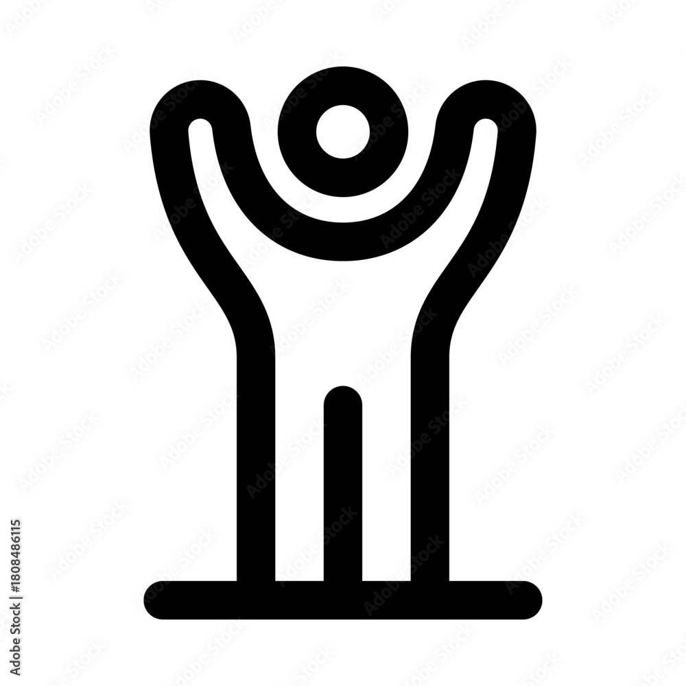 Obraz premium People raising hands icon. Modern line icon design with professional minimal vector styling crafted for teamwork, participation, community, celebration, and engagement concepts