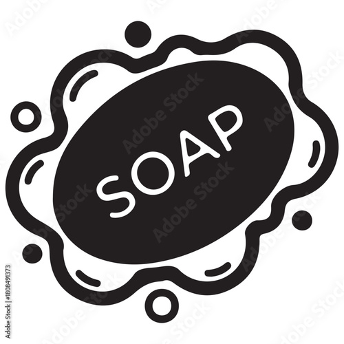 Black soap bar with bubbles in vector format