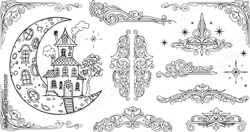 set of hand drawn illustrations