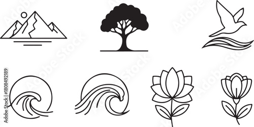 vector set of trees silhouettes