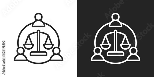 Teamwork Icon In Black And White Line Style