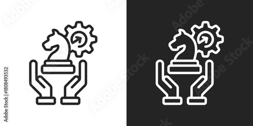 Business Team Icon In Black And White Line Style
