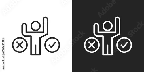 Business Strategy Icon In Black And White Line Style