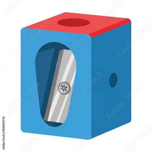 Illustrative Cube Sharpener A colorful cube pencil sharpener drawing