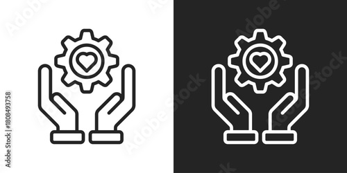 Blended Learning Icon In Black And White Line Style