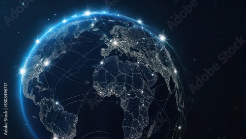 Global Network Connections Earth Digital Technology Futuristic Concept.