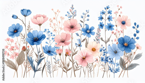 Delicate Ink Wildflower Doodles for Floral Shop Promotion