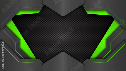 Green and gray metallic background technology with silver and carbon background